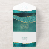 エレガントターコイズゲ結婚ード実在箔 オールインワン招待状 (外側)