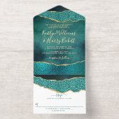 エレガントターコイズゲ結婚ード実在箔 オールインワン招待状 (内側)