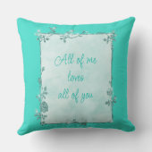 エレガントターコイズスパークルフレームバレンタイン クッション (裏面)