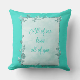 エレガントターコイズスパークルフレームバレンタイン クッション