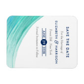 エレガントターコイズタイドビーチ保存日付 マグネット (横)