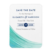 エレガントターコイズタイドビーチ保存日付 マグネット (縦)