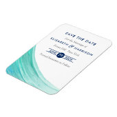 エレガントターコイズタイドビーチ保存日付 マグネット (左側)