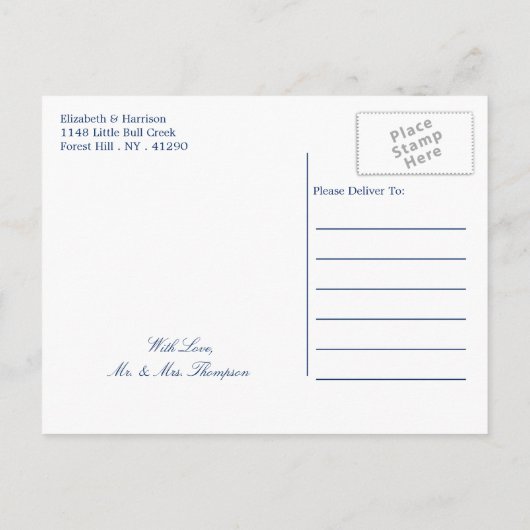 エレガントターコイズタイドビーチ保存日付 案内ポストカード (裏面)