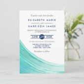 エレガントターコイズタイドビーチ結婚式招待状 招待状 (スタンド正面)