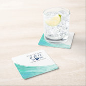 エレガントターコイズタイドビーチ結婚式 スクエアペーパーコースター (インサイチュ)