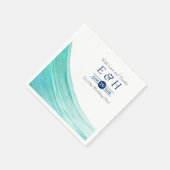 エレガントターコイズタイドビーチ結婚式 スタンダードカクテルナプキン (角)