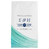 エレガントターコイズタイドビーチ結婚式 スモールペーパーバッグ (正面)