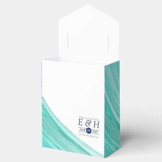 エレガントターコイズタイドビーチ結婚式 フェイバーボックス (オープン)