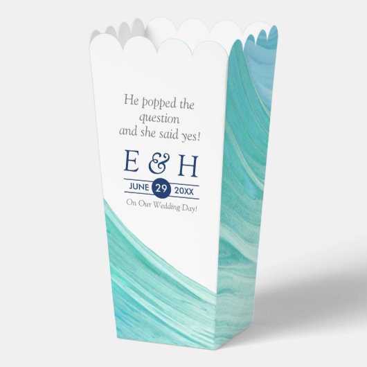 エレガントターコイズタイドビーチ結婚式 フェイバーボックス (正面)