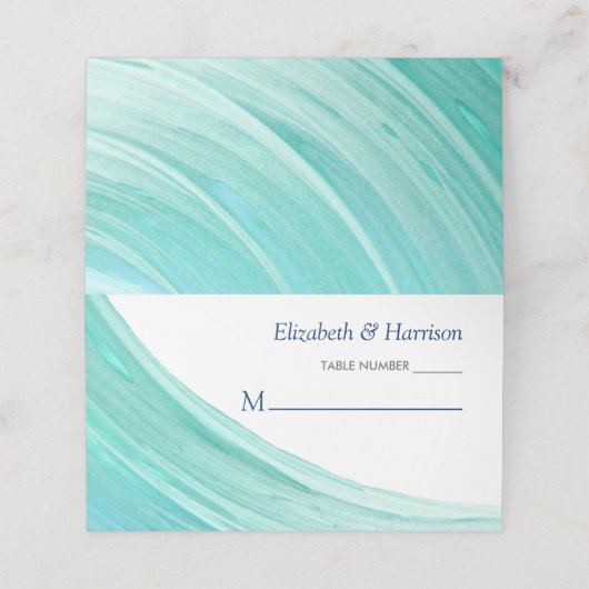 エレガントターコイズタイドビーチ結婚式 プレイスカード (外部開封)