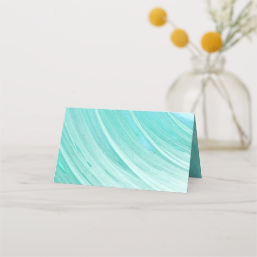 エレガントターコイズタイドビーチ結婚式 プレイスカード (裏面)