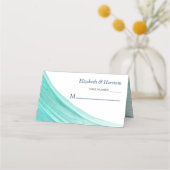 エレガントターコイズタイドビーチ結婚式 プレイスカード (正面)