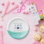 エレガントターコイズタイドビーチ結婚式 ペーパープレート (パーティー)