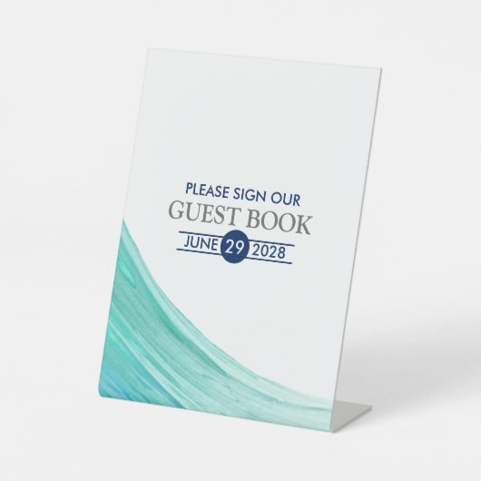 エレガントターコイズタイドビーチ結婚式 台座サイン (正面)