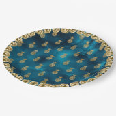 エレガントターコイズティール(緑がかった色)金ゴールドパイナップルパターン ペーパープレート (アングル)