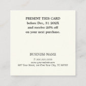 エレガントターコイズパステルスタイリッシュブルークーポン 割引カード (裏面)