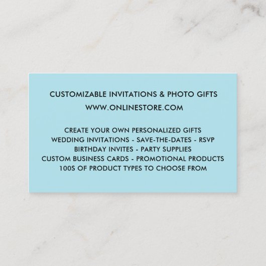 エレガントターコイズフェイクグリッタードライブオンラインストア 名刺 (裏面)