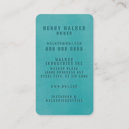 エレガントターコイズフェイクビーガン革 名刺 (裏面)
