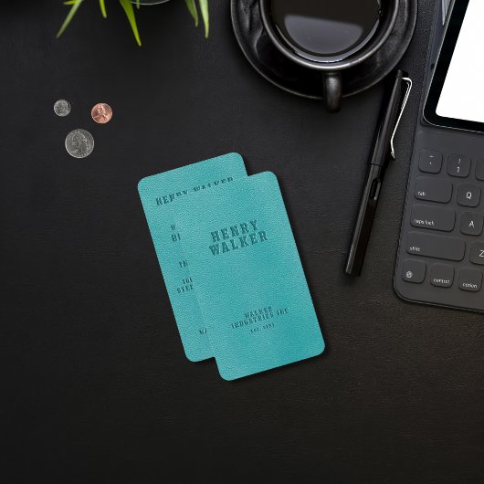 エレガントターコイズフェイクビーガン革 名刺