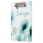 エレガントターコイズフローラクリップボードのカスタマイズ クリップボード (左)