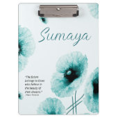 エレガントターコイズフローラクリップボードのカスタマイズ クリップボード (正面)