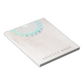 エレガントターコイズフローラLotusメモ帳 ノートパッド (アングル)