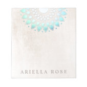 エレガントターコイズフローラLotusメモ帳 ノートパッド (正面)