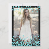 エレガントターコイズブラック紙吹雪フォトスイート16 招待状 (裏面)