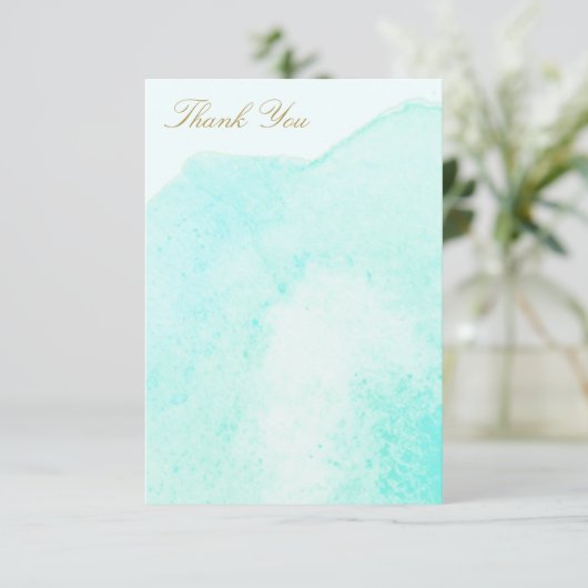 エレガントターコイズブルーウォーター色ありがとう サンキューカード (スタンド正面)