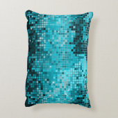 エレガントターコイズブルーグリッター&スパークルズプリント アクセントクッション (裏面(縦))