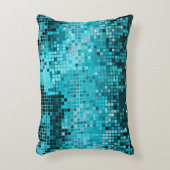 エレガントターコイズブルーグリッター&スパークルズプリント アクセントクッション (正面(垂直))