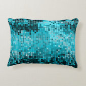エレガントターコイズブルーグリッター&スパークルズプリント アクセントクッション (裏面)