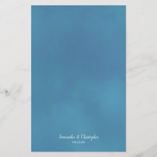 エレガントターコイズブルーバラ予算結婚のメニュー (裏面)