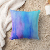エレガントターコイズブルーパープル水彩デザイン クッション (ブランケット)