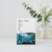 エレガントターコイズブルーピーコックジュエルホワイトパール 名刺 (スタンド正面)
