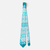 エレガントターコイズブルーホワイトクリスタルフローラ ネクタイ (正面)