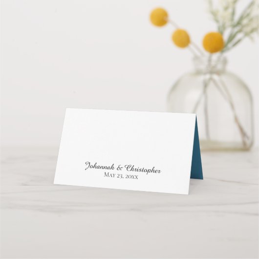 エレガントターコイズブ結婚ル書の入力 プレイスカード (裏面)