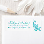 エレガントターコイズペイズリーピーコッ結婚クのアドレス ラベル (インサイチュ)
