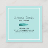 エレガントターコイズミニマル爪、 ネイルストローク スクエア名刺 (裏面)