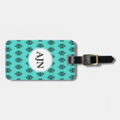 エレガントターコイズモノグラム荷物タグ ラゲッジタグ (正面横)