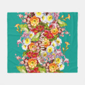 エレガントターコイズヴィンテージフローラパーソナライズされた名 フリースブランケット (正面(横))