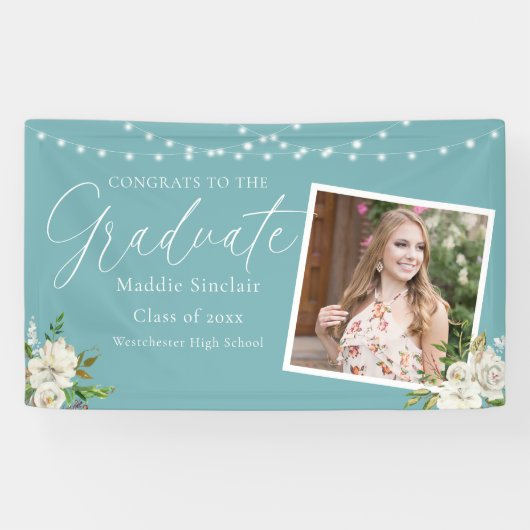 エレガントターコイズ写真フローラ卒業 横断幕 (横)