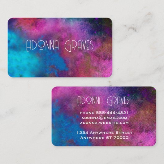 エレガントターコイズ及びマゼンタ色芸術的 名刺 (正面/裏面)