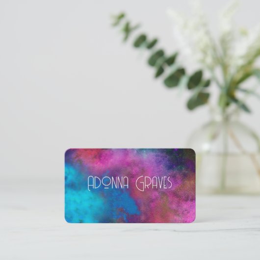 エレガントターコイズ及びマゼンタ色芸術的 名刺 (スタンド正面)