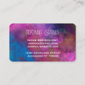 エレガントターコイズ及びマゼンタ色芸術的 名刺 (裏面)