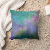エレガントターコイズ及び紫色の水彩デザイン クッション (ブランケット)