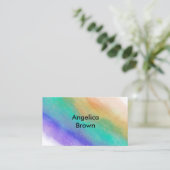 エレガントターコイズ及び紫色の水彩デザイン 名刺 (スタンド正面)