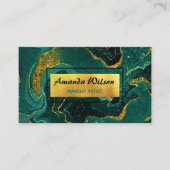 エレガントターコイズ大理石アートフェイク金ゴールドグリッターバス 名刺 (正面)