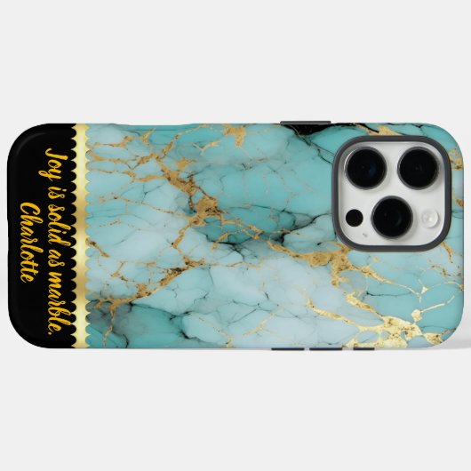 エレガントターコイズ大理石素晴らし金ゴールド Case-Mate iPhoneケース (裏面 (横))